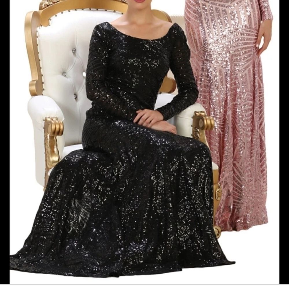 May Queen couture embellished long sleeve dress